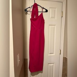 Pink one shoulder form fitting dress